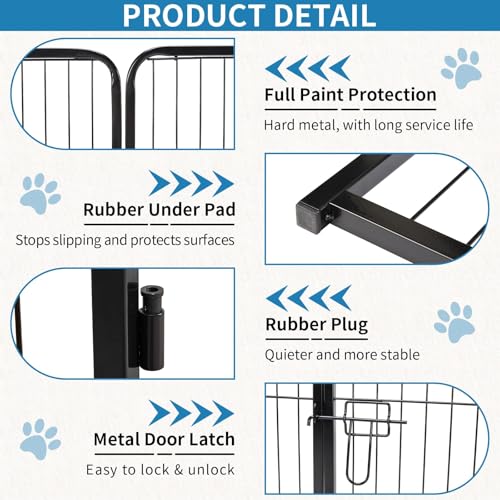 NEWBULIG Dog Playpen 8 Panels 32" Height Foldable Heavy Duty Metal Dog Exercise Playpen Puppy Fence for Indoor Outdoor Yard