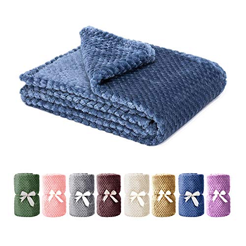 Dog Blanket,Soft Fuzzy Blankets for Puppy, Medium Premium Fluffy Blankets Plush Fleece Throw Dog Bed, Couch, Sofa, Reversible Travel Warm Covers - color: Blue, size: M（30x40 inches）