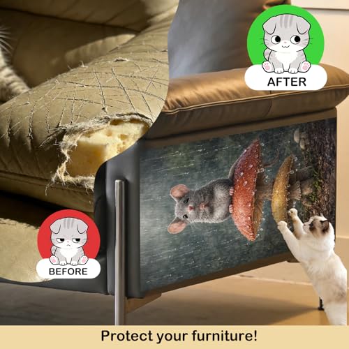 Cat Scratching Mat 15.3x23.6 Inches Polyester Synthetic Fiber, Mouse on Mushrooms in Rain Print, wall cat Scratcher, Scratch pad, Home Decor, Patio, Sunroom (2pcs) - color: TT21439-2pcs