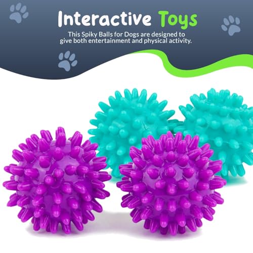 Spiky Dog Ball 1.8 Inch - Squeaky Textured Chew Toy for Small Dogs 4 Pack - Rubber Ball for Puppies, Aggressive Chewers, Gum Stimulation - Non-Toxic - color: 4 Pack