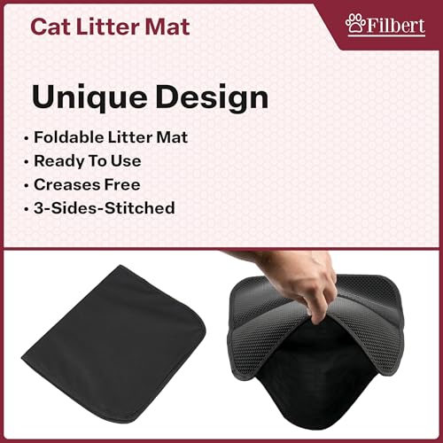 Filbert Cat Litter Mat, Foldable Cat Litter Mat, 23.6"x 14.8", Honeycomb Design, Skid-Proof, Water-Proof, Double Layer, Easy to Clean, Less Waste, Turquoise - color: Turquoise
