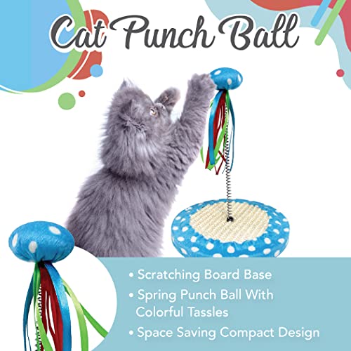 Pets First Cat Toy Punching Bag Ball Fun Activity with Scratching Board - Entertain Your Pet- Great Exercise