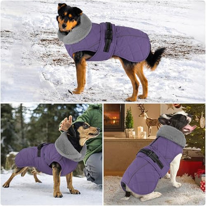 Dog Coat, Waterproof Dog Winter Jacket with Adjustable Buckle, Reflective Turtleneck Pet Snow Vest Warm Fleece Sweater for Small Medium Large Dogs - Purple, S - color: Purple, size: Small