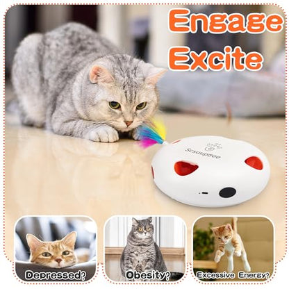 Cat Toys, Rechargeable Interactive Cat Toy, Smart Sensor Pop-Up Feather Toy with 7 Holes, USB Powered Automatic Kitten Toy for Indoor Cats, White - color: white