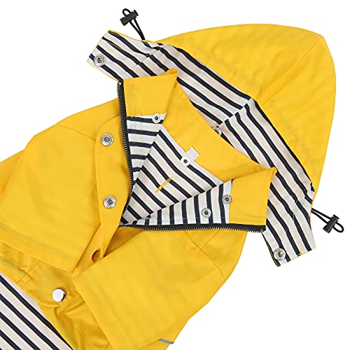 HDE Dog Raincoat Poncho Double Layer Zip Rain Jacket with Removable Hood, Leash Hole for Small to 3XL Dogs and Puppies Yellow - 3XL - color: Yellow, size: XXX-Large