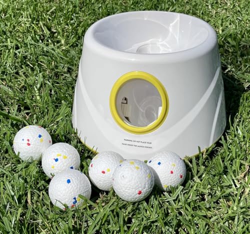 Automatic Ball Launcher for Dogs, Dog Ball Launcher with 6 ETPU 2.3” Balls, Adjustable Distance Thrower for Indoor & Outdoor Fetch Play, Interactive Pet Toy for Small & Medium Dogs