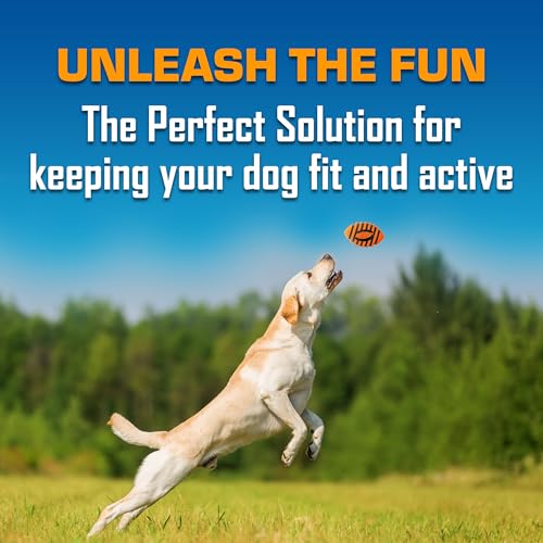 Nerf Dog Spiral Squeak Football Outdoor Dog Toy, 5 Inch Dog Football Squeaking Toy for Medium and Large Breeds, Orange