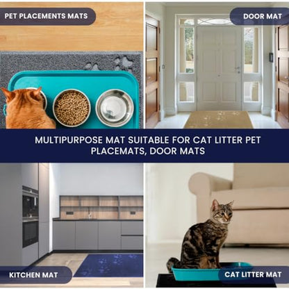 Andalus Small Cat Litter Mat, Pack of 2 - Waterproof, Non-Slip & Easy to Clean Cat Litter Box Mat for Extra Efficient Pet Litter-Trapping, Blue (15.75” X 11.75”) - color: Blue