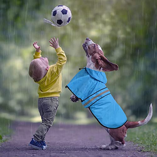 Reflective Dog Rain Coat - Waterproof Adjustable Pet Raincoat Jacket, Lightweight Hooded Dog Rain Coat Poncho for Small to X- Large Dogs and Puppies (Blue, X-Large) - color: Blue, size: X-Large