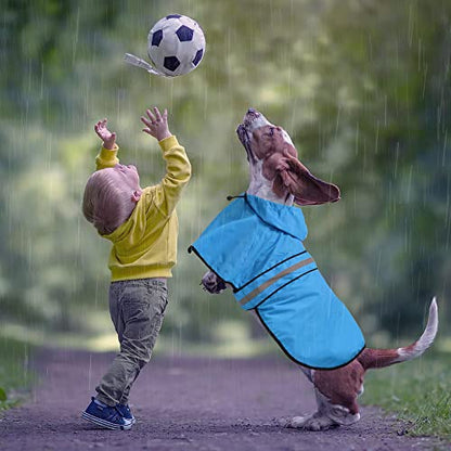 Reflective Dog Rain Coat - Waterproof Adjustable Pet Raincoat Jacket, Lightweight Hooded Dog Rain Coat Poncho for Small to X- Large Dogs and Puppies (Blue, X-Large) - color: Blue, size: X-Large