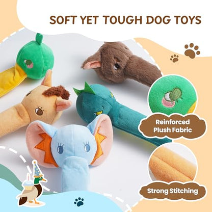 Nocciola Dog Squeak Toys 3pcs, Dog Toys to Keep Them Busy for Aggressive Chewers, Hide and Seek Crinkle Dog Toy for Large Dogs, Long Face Wild Animals Playground Series - style: Horse Elephant, Duck