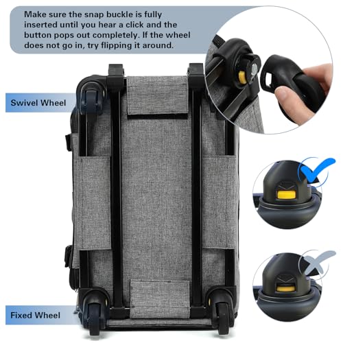 Cozy Cruiser Pet Carrier with Wheels,TSA Airline Approved, Expandable Space, Soft-Sided & Collapsible Design,Rolling Travel Bag with Telescopic Handle for Small Dogs and Cats - color: Grey