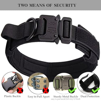 Tactical Dog Collar Adjustable Military Nylon Dog Collar with Control Handle and Heavy Duty Metal Buckle for Medium and Large Dogs (Black,S) - color: Black, size: Small (Pack of 1)