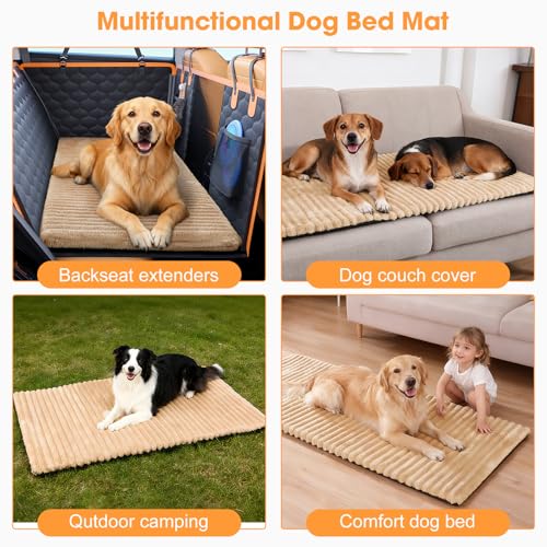 Backseat Pet Bed Mat, Non-Slip Dog Bed for Car Back Seat, Washable Travel Pet Mat with Removable Cover, Dog Seat Covers Protector Fit for Backseat Extenders and Trucks SUVs, 54"x 24.8", Brown - color: Brown
