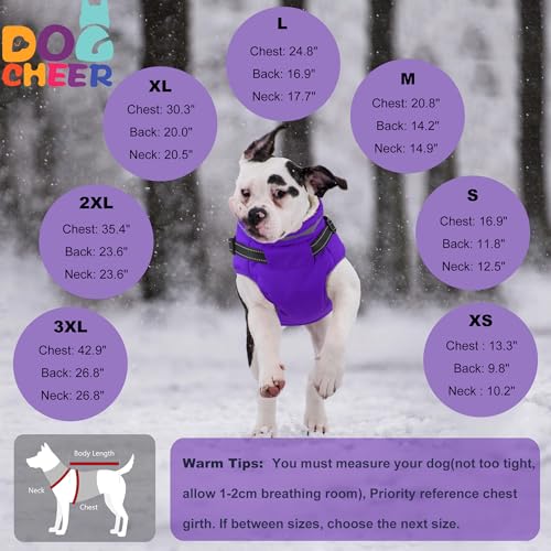 Dog Coat with Harness, Waterproof Warm Dog Winter Jacket with Pockets, Reflective Pet Fleece Jacket Turtleneck Snowsuit for Small Medium Large Dogs - Purple, 3XL - color: Purple, size: XXX-Large(Chest:42.9" Back:26.8" Neck:26.8")