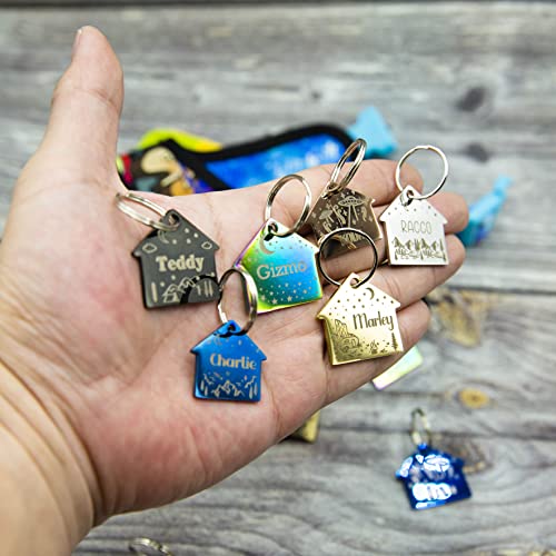Personalized Dog Tag with 5 Lines of Custom Deep Engraved Durable Stainless Steel Pet ID Name Tag Designer Small Size House - size: Small, style: House
