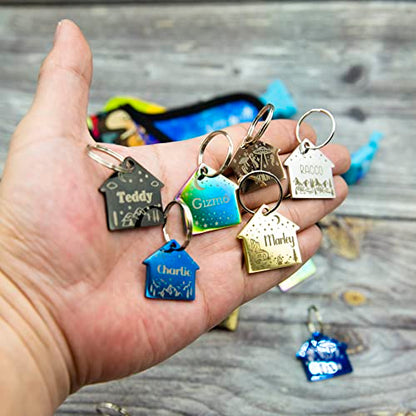Personalized Dog Tag with 5 Lines of Custom Deep Engraved Durable Stainless Steel Pet ID Name Tag Designer Small Size House - size: Small, style: House