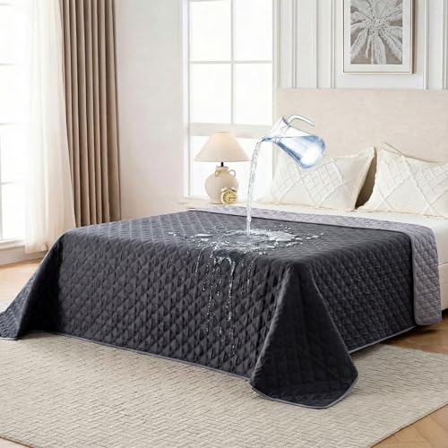 FunFurry Waterproof Dog Blanket, Couch Cover for Dogs Washable, Reversible Dog Bed Cover.(Dark＆Light Grey, 82 X 82 Inch - 1 Pack) - color: Dark＆light Grey, size: 82 X 82 Inch - 1 Pack