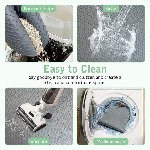 Cat Litter Mat 28" x 20" Waterproof Rubber Litter Box Mat Non-Slip & Soft Litter Trapping Mat Easy to Clean Kitty Litter Mat for Indoor Floor (Small) - size: S:28"×20"