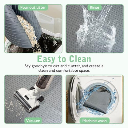 Cat Litter Mat 30" x 21" Waterproof Rubber Litter Box Mat Non-Slip & Soft Litter Trapping Mat Easy to Clean Kitty Litter Mat for Indoor Floor (Medium) - size: M:30"×21"