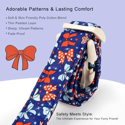 4th of July Dog Collar Navy Patriotic Bow Dog Collars for Puppy Small Dogs - Lightweight Adjustable Independence Day Girl Puppy Collars Cute USA Flag Bow Female Dogs Collar XS - color: Patriotic Bow, size: XS