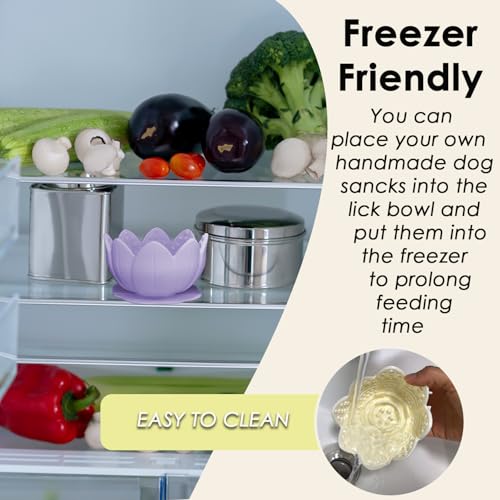 Dog Lick Bowl,Anxiety Relief Slow Feeder Dog Lick Mat Treat Dispenser, Non-Slip Licking Bowl Enrichment Toys for Small Medium Breeds Dogs (Beige, 12x12x7.6CM) - color: Beige