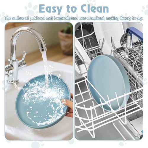 Silicone Dog Bowl Non-Slip Cat Food Plate 2 Pcs Flat Dog Bowls with Suction Cup Shallow Puppy Food and Water Dish for Small and Medium Pets (Gray-Blue) - color: 2 Pcs - (Gray-Blue)