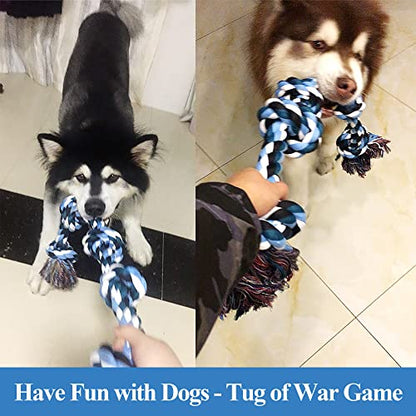 LECHONG Dog Toys for Aggressive Chewers Tough Rope Chew Toys for Large and Medium Dog 3 Feet 5 Knots Indestructible Cotton Rope for Large Breed Dog Tug of War Dog Toy Teeth Cleaning - size: 1pack