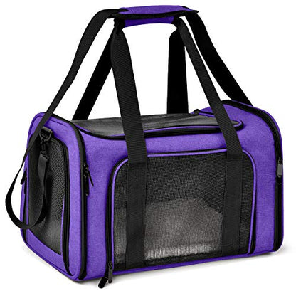 Henkelion Pet Carrier for Small Medium Cats Dogs Puppies up to 15 Lbs, Airline Approved Small Dog Carrier Soft Sided, Collapsible Travel Puppy Carrier - Purple - color: Purple, size: 17.0"L x 11.0"W x 11.0"H