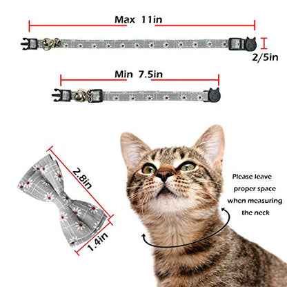 Bowtie Cat Collars Breakaway with Bell, Adjustable Cute Kitty Collars Safety Buckle Kitten Collar for Cat Puppy 7.5-11in - color: 3