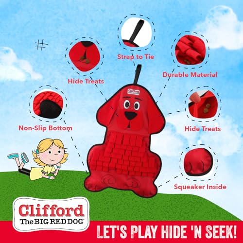 Clifford® Snuffle Treat Mat | Dog Snuffle Mat Puzzle Toys for Dogs Mental Stimulation | Durable, Slow Feeding, Squeakers, Soft and Sensory