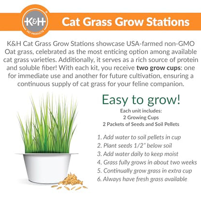 K&H Pet Products EZ Mount Cat Window Perch Deluxe Bolstered Kitty Sill with Cat Grass Grow Station - Hammock Window Bed for Indoor Pets, Home Grown Grass Toy for Bored Indoor Felines