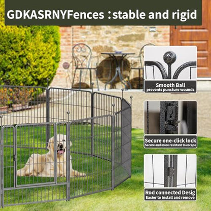 Dog Playpen,24/32/40 Inch Height in Heavy Duty,Folding Indoor Outdoor Dog Exercise Fence, Portable Pet Playpen with Door for Large Medium Dogs - Silver Gray (8 Panels, 32 inch) - style: 32 Inch