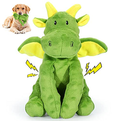 Letsmeet Squeaky Dog Toys Plush Dog Toy with Crinkle Paper Stuffed Durable Dog Chew Toys for Small Middle and Large Dogs - style: Pterosaur