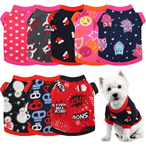 8 Pieces Dog Sweaters for Small Dog Girl Boy Winter Chihuahua Clothes Puppy Sweater Warm Shirt Puppy Fleece for Halloween Christmas Pajamas Yorkie for Pets Pup Cat, Small - size: Small