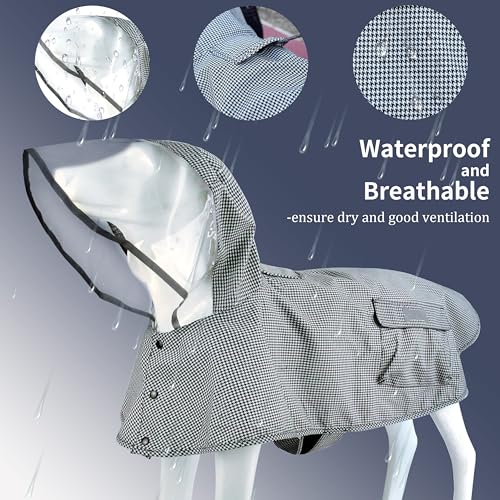 Waterproof Dog Raincoat, Adjustable Reflective Lightweight Pet Rain Clothes with Poncho Hood(Small,Black&White) - color: Black&White, size: Small(9-13lb)