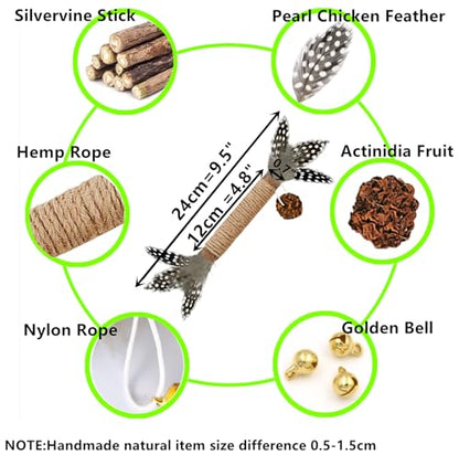 Cat Toys,14Pack Silvervine Cat Feather Toy Kitten Chew Stick Catnip Treat for Cleaning Teeth Indoor Kitty Teaser Wand Molar Snack Interactive Pet Rabbit Bunny Hamster Guinea Pig - size: Pro-14 Pack