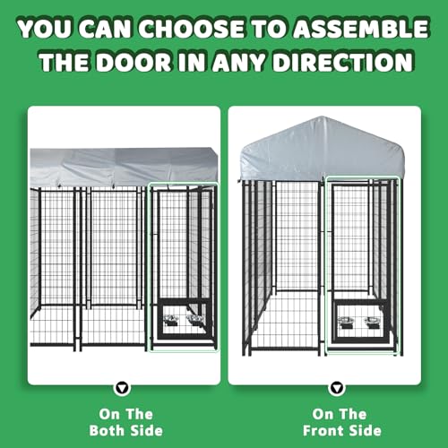 LEMBERI 6x4x6 FT Outdoor Dog Kennel for Large Dogs, Heavy Duty Welded Wire Steel Dog Playpen Fence with Secure Lock, Pet Pen with UV-Resistant Waterproof Roof Cover for Outside - size: 69"L x 50.4"W x 72.1"H