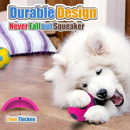 HOLYSTEED Squeaky Dog Toys for Medium Dogs 4pcs, 2.6 Inch Latex Squeak Dog Balls - Soft Bouncy Fetch & Chew Toys for Medium and Large Breeds Like Beagle, Border Collie, Samoyed, Husky, Labrador - size: 2.6'' for M/L