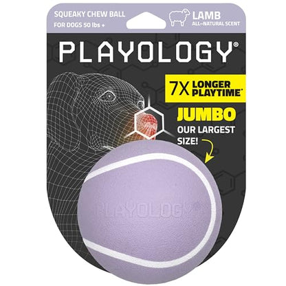 Playology Dog Toys | Squeaky Chew Ball - Bouncy Durable Floating Fetch Ball for Dogs | Jumbo Lamb Scented Toy - Easy to Clean and Made from Non Toxic Materials - size: Jumbo, style: Lamb