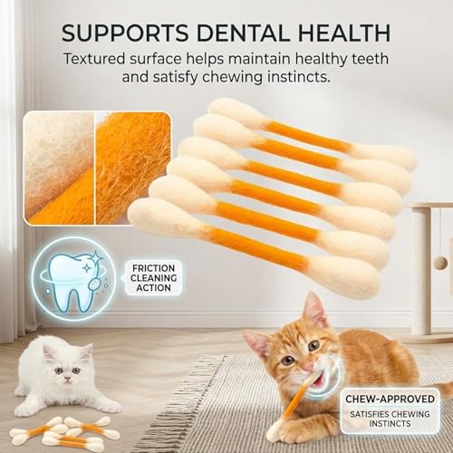 Cotton Swabs Cat with Catnip, 6 Pk Giant Kitten Chew Sticks,Interactive Kitty Kick Sticks for Cat Lovers Gift - Sturdy Teething Chew Toy (Green) - color: Green