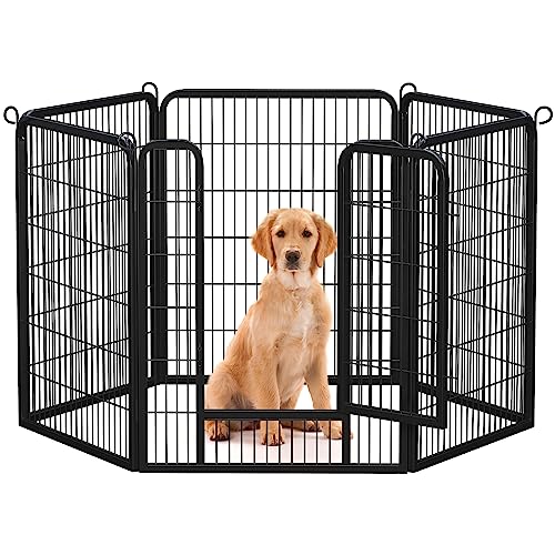 Yaheetech Wide Panel Dog Playpen, 6 Panels 40 inch High Pet Pen with Gate, Portable Indoor Outdoor Fence for Medium/Large Breed Dogs - size: 40"