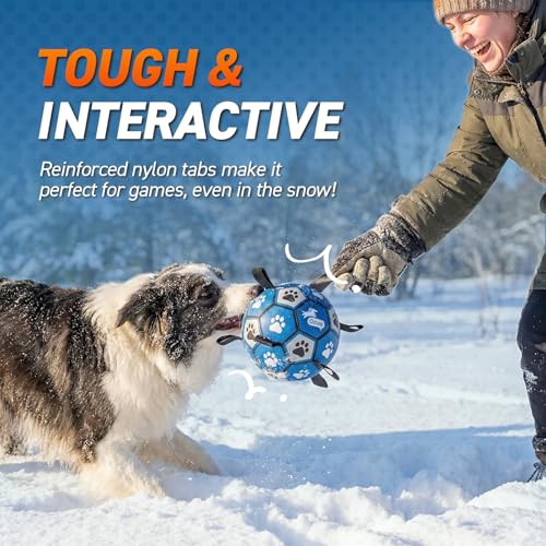 QDAN Dog Ropes Toys, Soccer Ball with Straps, Puppy Birthday Gifts, Durable Balls for Medium Large Dogs-Blue&Grey（8 Inch） - color: Blue Gray, size: Large Size 3 (8")