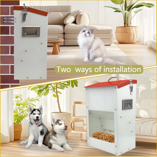 Gravity Automatic Cat Feeder Galvanized Small Animal Feeding Trough Food Dispenser for Cats Puppy 13L Outdoor Pets Feeder