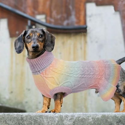 Lelepet Dog Sweater Turtleneck Knitwear Sweatshirt Cable Knit Warm Dress for Small Medium Large Dogs Puppy Fall Sweater, Pitbull, Lab, XL - color: Rainbow, size: XL