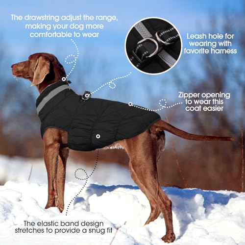 FUAMEY Dog Coat for Small Dogs,Waterproof Dog Winter Jacket with Harness Built in Puppy Cold Weather Coats Reflective Pet Vest with Zipper Warm Fleece Dogs Snowsuit Windproof Solid Black XS - color: Solid Black, size: XS(chest:14in)