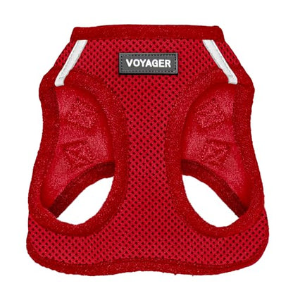 Best Pet Supplies Voyager Step-in Air Harness - All Weather Mesh, Reflective, No Pull Harness for Dogs, Cats - Secure with Hook & Loop Fastener, Buckle, Double D-Rings - Red, XS - size: Cat XS (Chest 13.5 - 15")