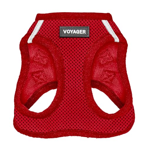 Best Pet Supplies Voyager Step-in Air Harness - All Weather Mesh, Reflective, No Pull Harness for Dogs, Cats - Secure with Hook & Loop Fastener, Buckle, Double D-Rings - Red, XS - size: Cat XS (Chest 13.5 - 15")