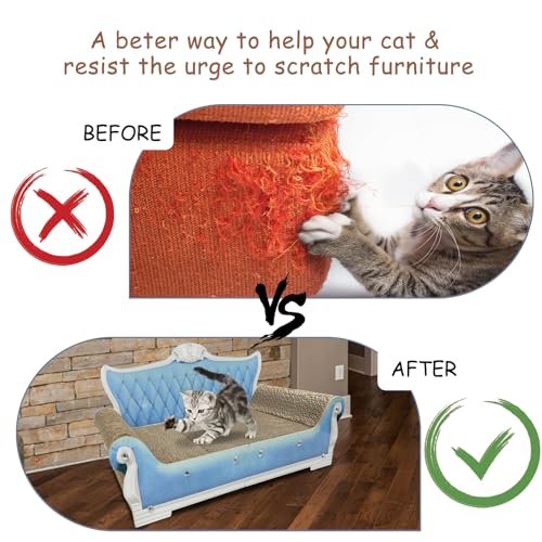 Luxury Cardboard Cat Scratcher Sofa Bed, Couch Shaped Scratching Board, Scratch Lounge with Catnip, Cat Scratcher for Indoor Cats Large Blue 25.4" Large - color: Blue Sofa