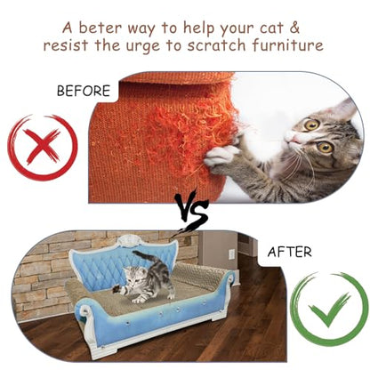 Luxury Cardboard Cat Scratcher Sofa Bed, Couch Shaped Scratching Board, Scratch Lounge with Catnip, Cat Scratcher for Indoor Cats Large Blue 25.4" Large - color: Blue Sofa